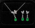 S925 Natural A-Grade Jadeite Butterfly Jewelry Set