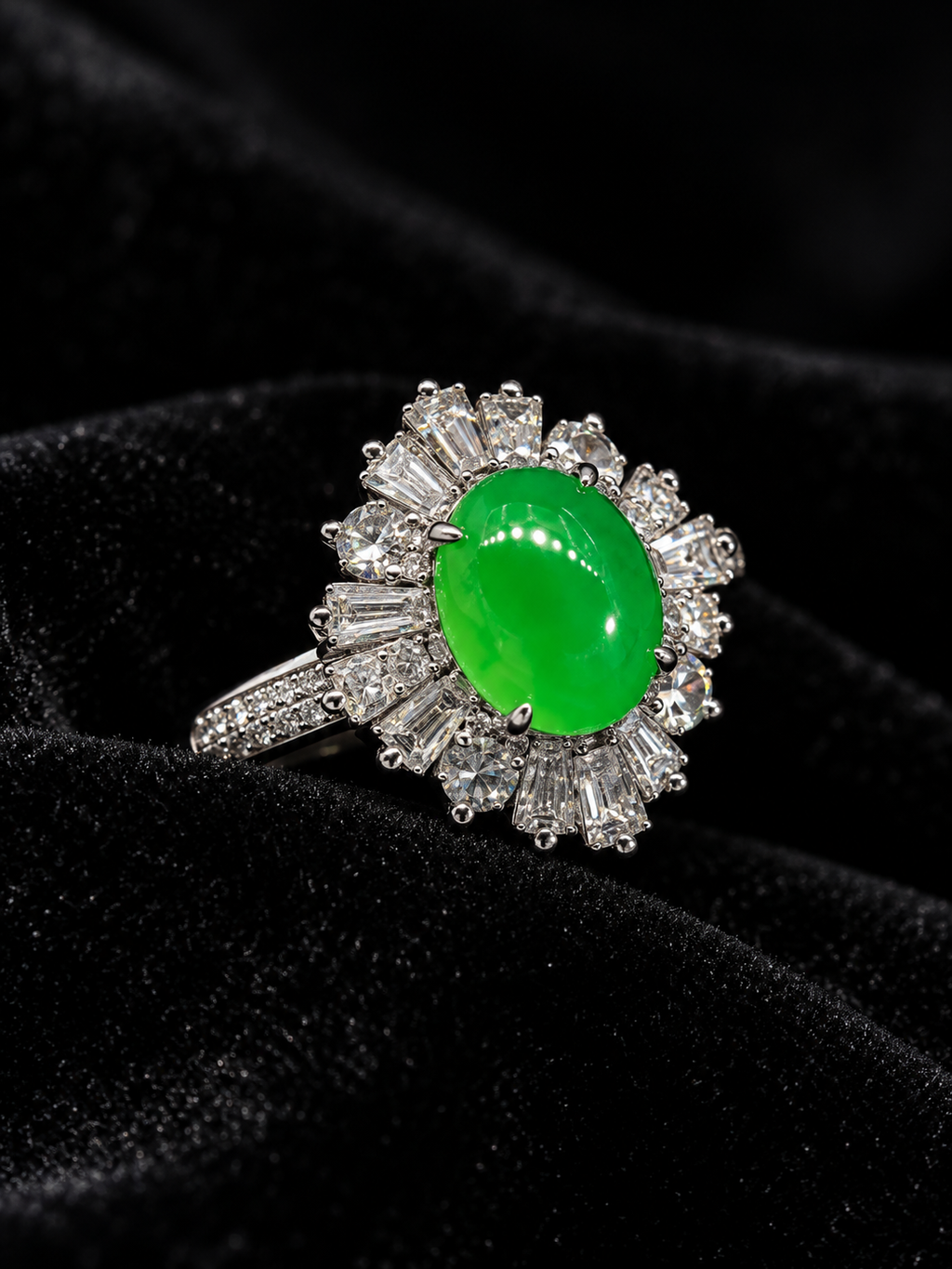S925 Natural A-Grade Jadeite Ring